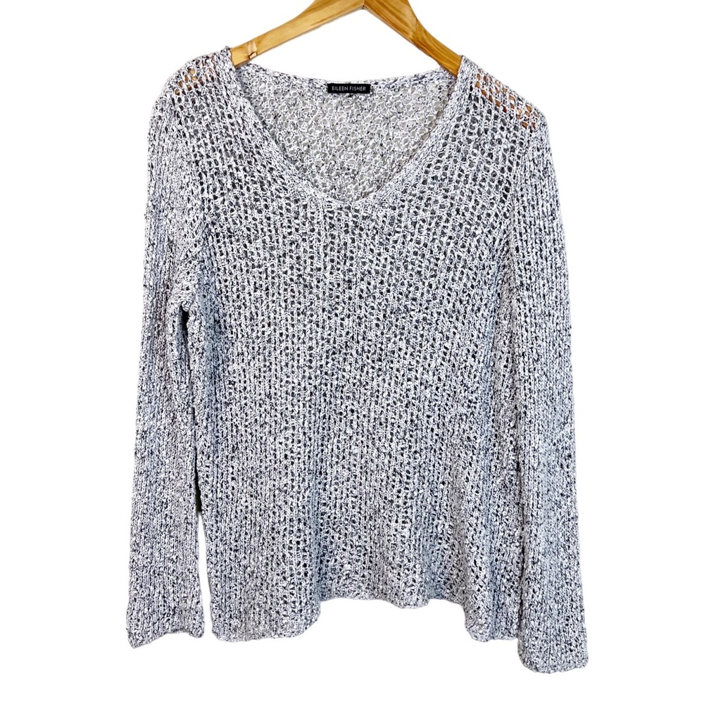 Eileen Fisher Gray Knit V Neck Sweater Size Small